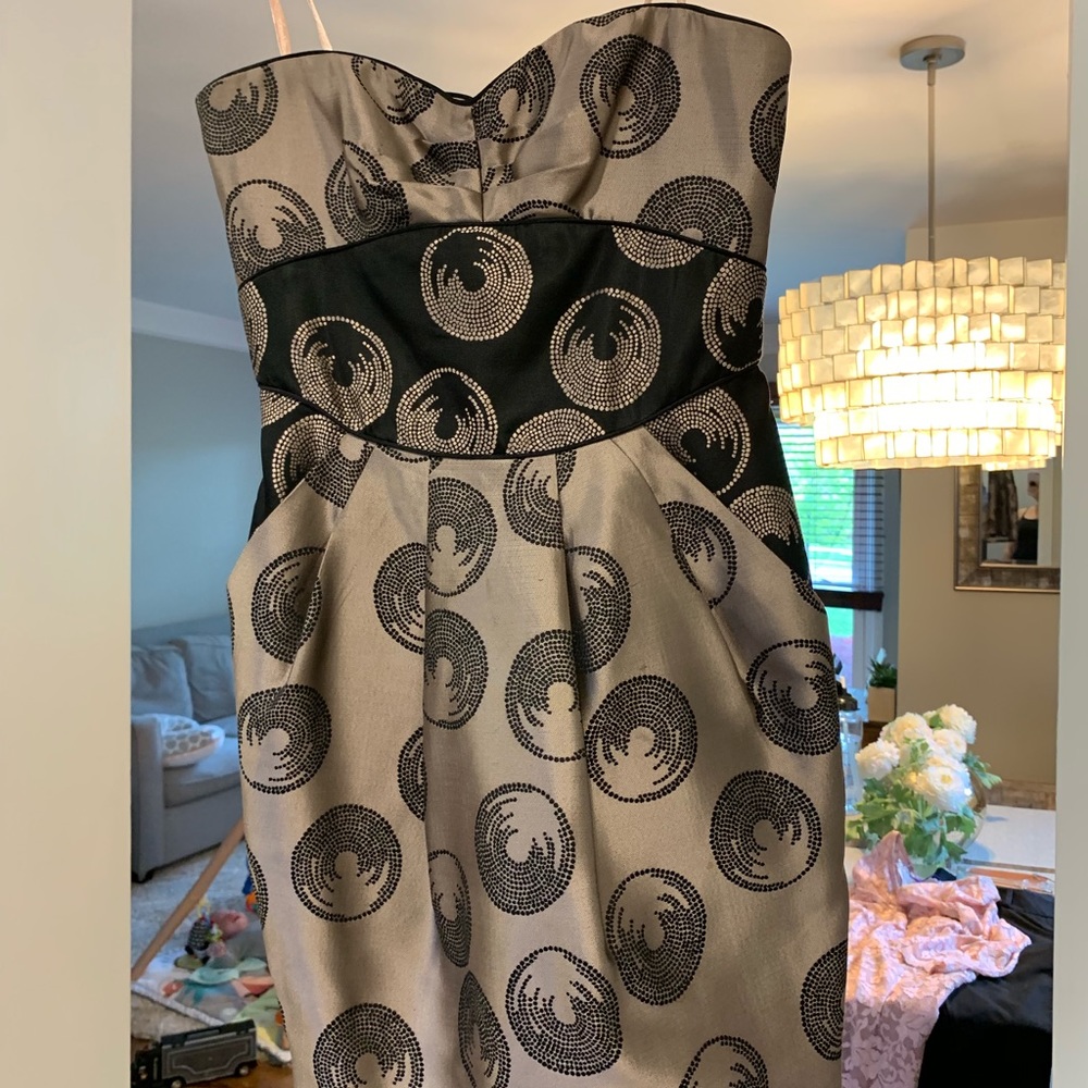 BCBG pattern cocktail dress